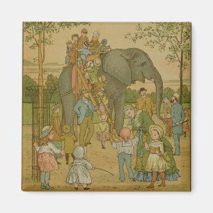 Children Riding on the Elephant (litho) Magnet