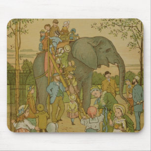Children Riding on the Elephant (litho) Mouse Mat