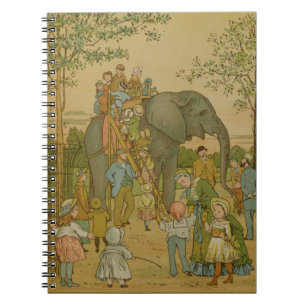Children Riding on the Elephant (litho) Notebook