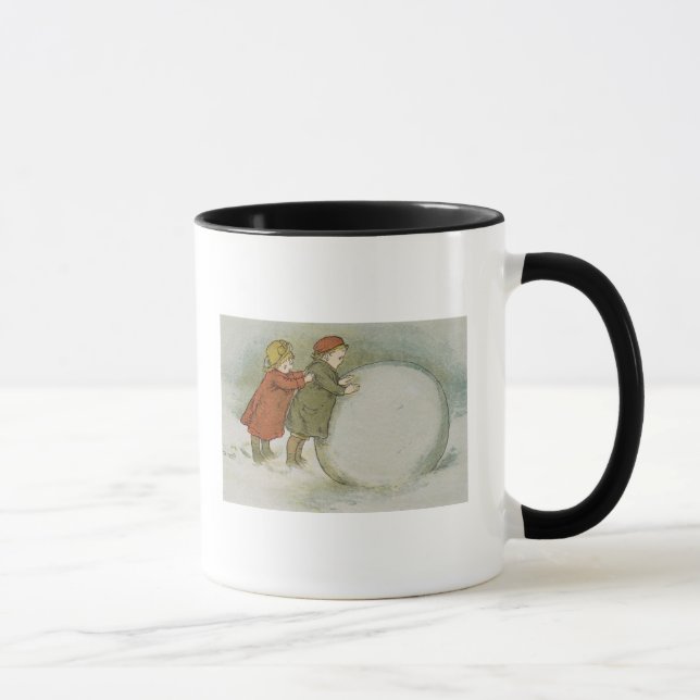 Children Rolling Snowballs Mug (Right)