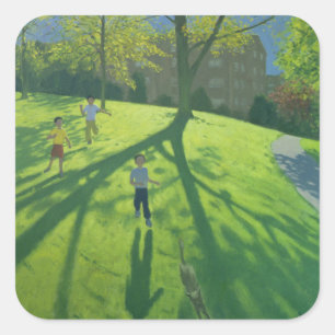 Children Running in the Park Derby 2002 Square Sticker