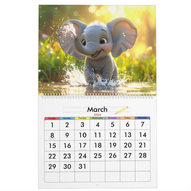 children’s 3D Cartoon Animal Calendar – Fun & Cute (Mar 2026)
