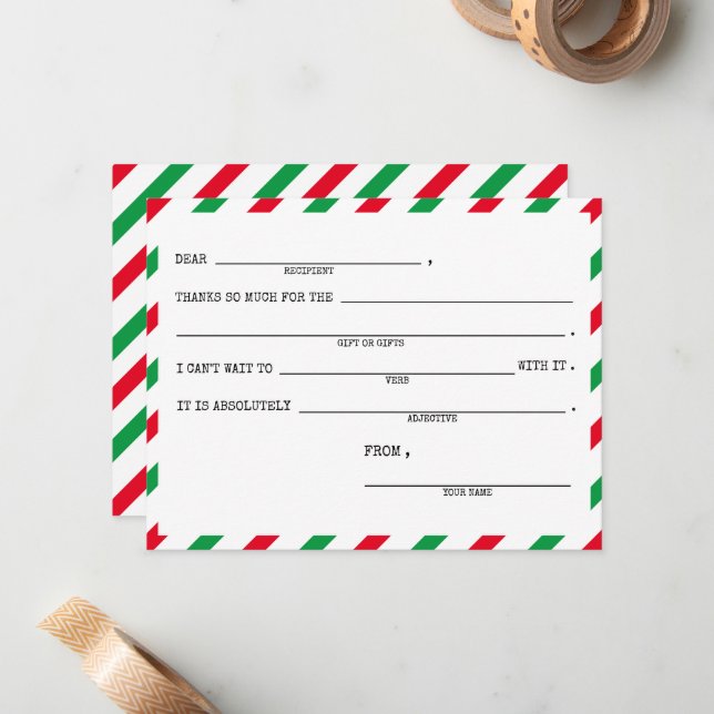 Children’s Christmas Thank You Cards - Set of 10 (Front/Back In Situ)