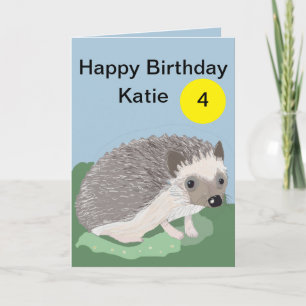 Children’s editable cute baby Hedgehog age card
