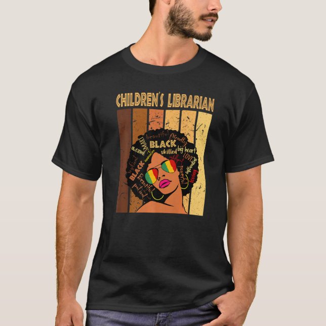 Children S Librarian Afro African American Black H T-Shirt (Front)