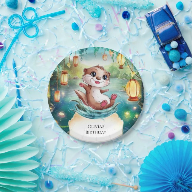 Children’s Magical Otter Birthday Paper Plate (Party)