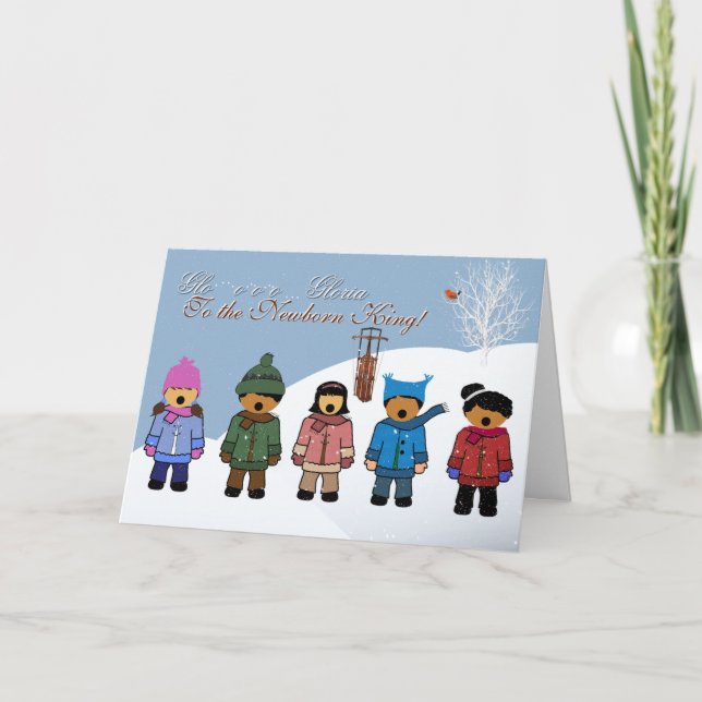 Children Singing 'Gloria To the Newborn King,' Holiday Card (Front)