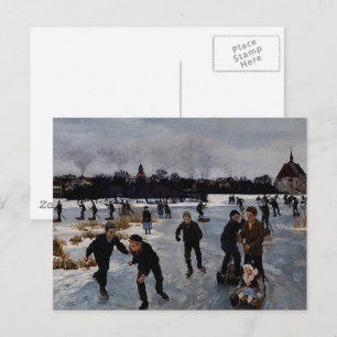 "Children Skating outside Faaborg," fine art Postcard