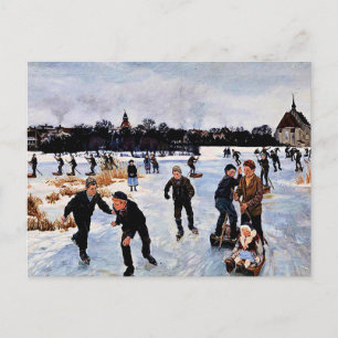 Children skating outside faborg postcard