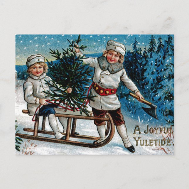 Children Sledding Postcard (Front)