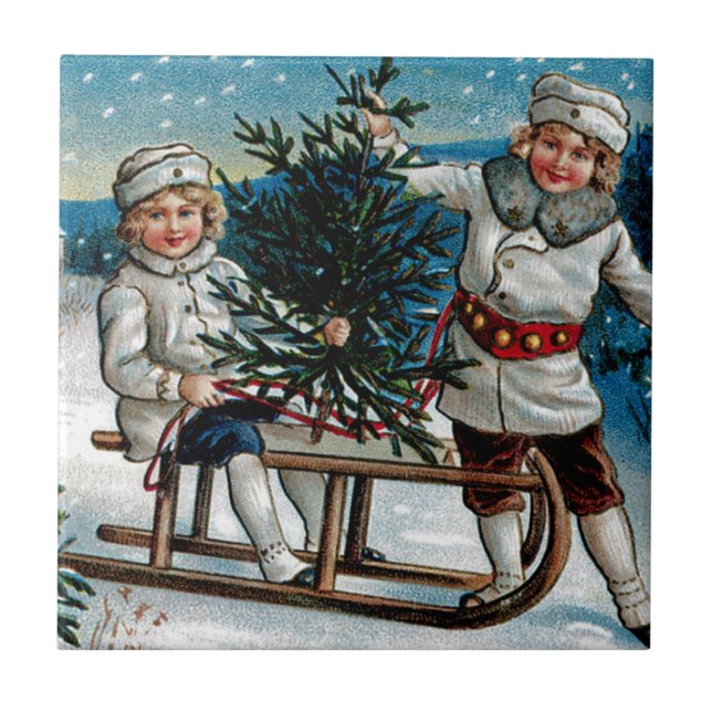 Children Sledding Tile (Front)