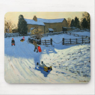 Children Sledging Monyash Derbyshire Mouse Mat