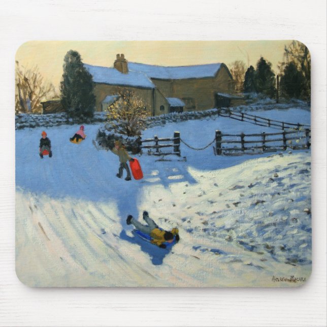 Children Sledging Monyash Derbyshire Mouse Mat (Front)