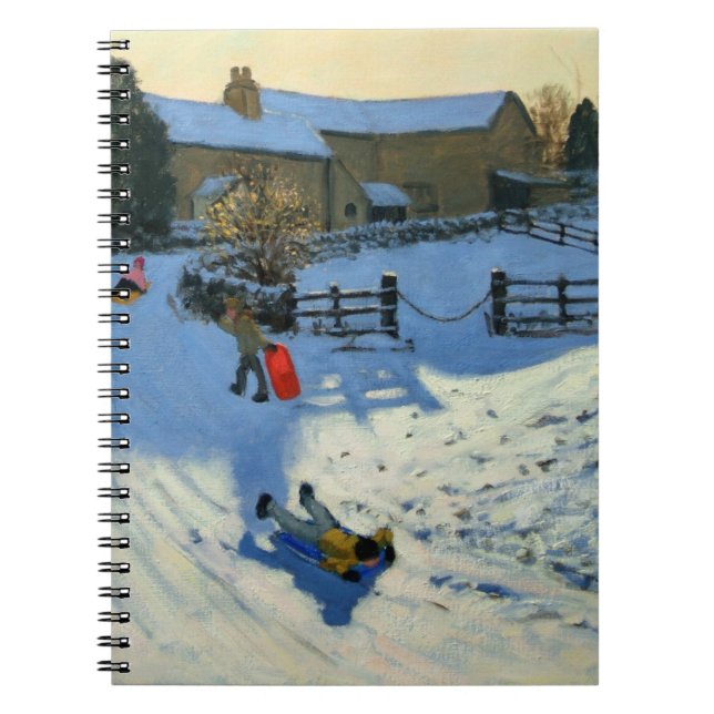 Children Sledging Monyash Derbyshire Notebook (Front)