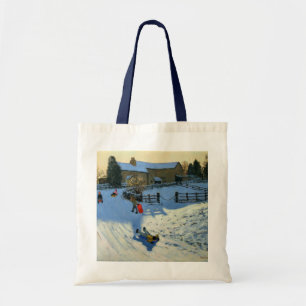 Children Sledging Monyash Derbyshire Tote Bag