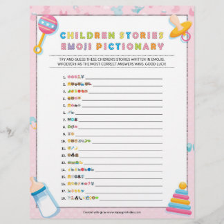 Children Story Emoji Pictionary [Baby Basics Pink] Custom Letterhead