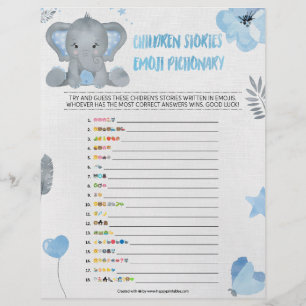 Children Story Emoji Pictionary [Baby Elephant] Custom Letterhead
