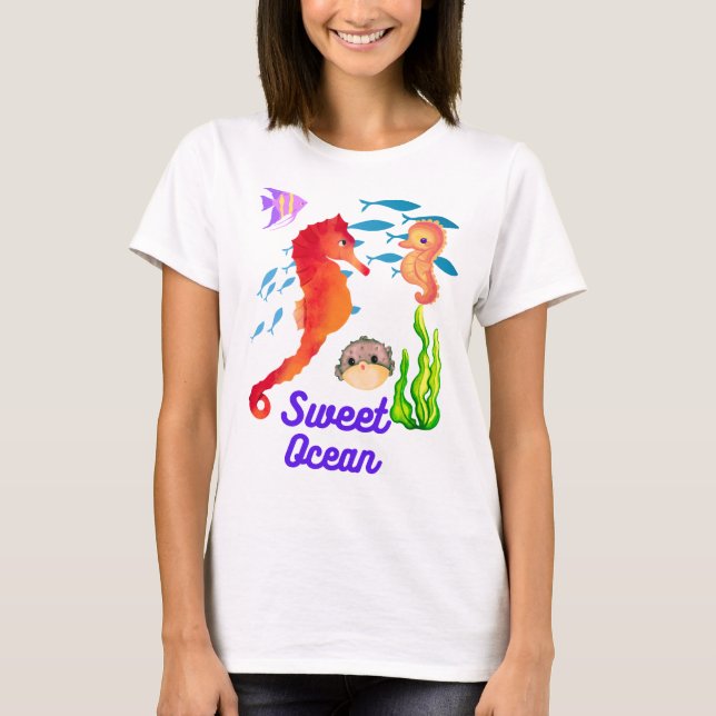 Children t-shirt, sweet seahorse in the ocean T-Shirt (Front)