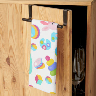 Children Toy Pattern With Teddy Bear Tea Towel