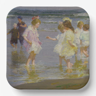 Children Wading on the Beach (by E.H. Potthast) Paper Plate