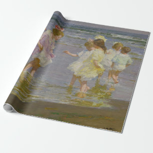 Children Wading on the Beach (by E.H. Potthast) Wrapping Paper