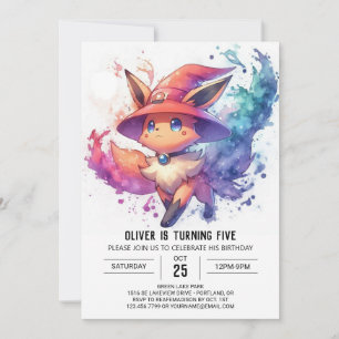 Children Whimsical Fox Birthday Invitation
