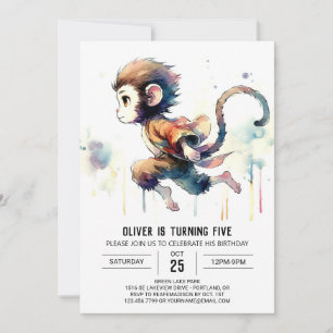 Children Whimsical Monkey Birthday Invitation