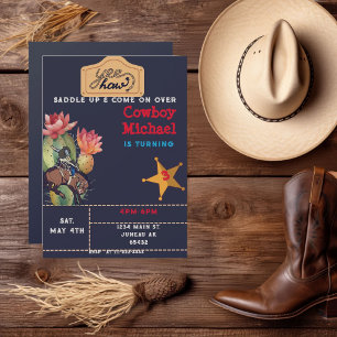 Children Wild West Cactus Birthday Boy Magnetic Invitation
