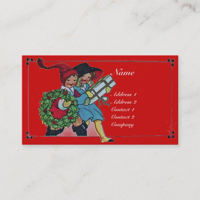 CHILDREN WITH CHRISTMAS GIFTS BUSINESS CARD (Front)