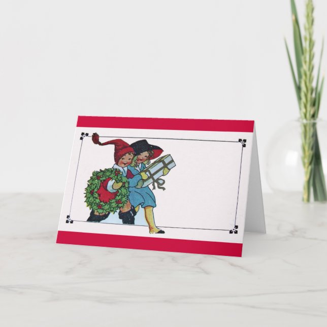 CHILDREN WITH CHRISTMAS GIFTS HOLIDAY CARD (Front)