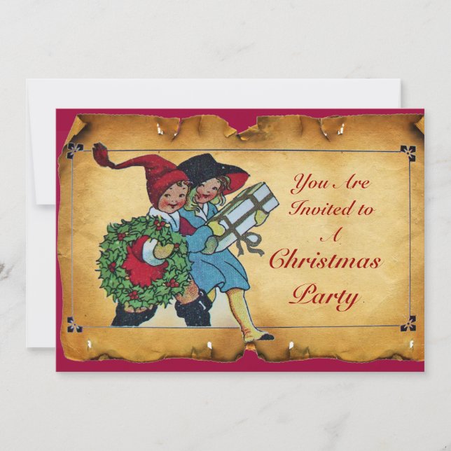 CHILDREN WITH CHRISTMAS GIFTS - INVITATION (Front)