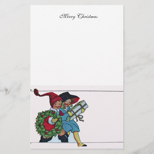 CHILDREN WITH CHRISTMAS GIFTS STATIONERY (Front)