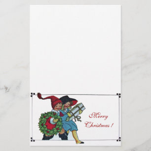 CHILDREN WITH CHRISTMAS GIFTS STATIONERY