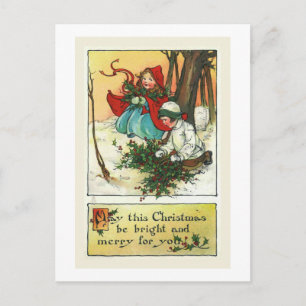 "Children with Christmas Holly" Christmas Card