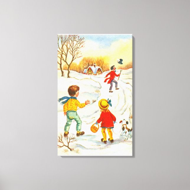 Children with dog canvas print (Front)