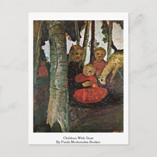 Children With Goat By Paula Modersohn-Becker Postcard