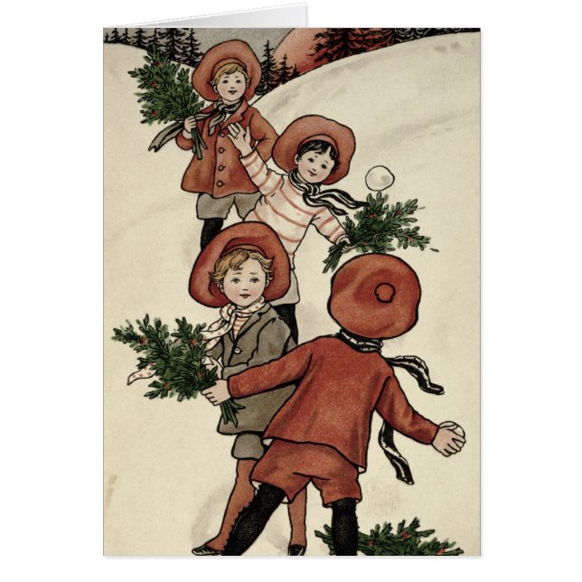 Children with Holly Throwing Snowballs (Front)