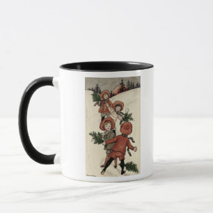 Children with Holly Throwing Snowballs Mug