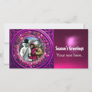 CHILDREN WITH SNOWMAN , PHOTO TEMPLATE