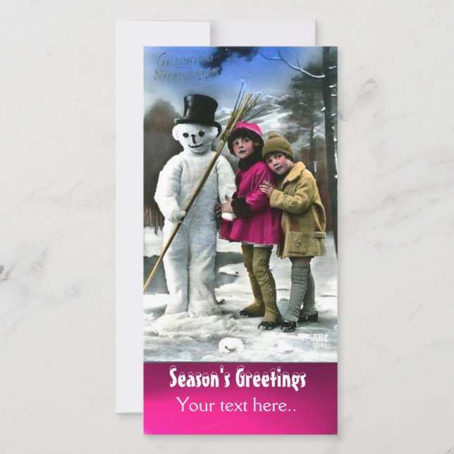 CHILDREN WITH SNOWMAN , PHOTO TEMPLATE (Front)