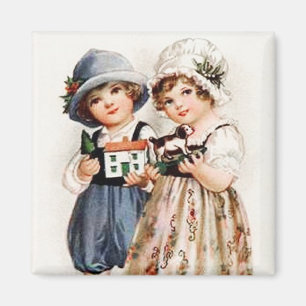 Children With Toys Vintage Magnet