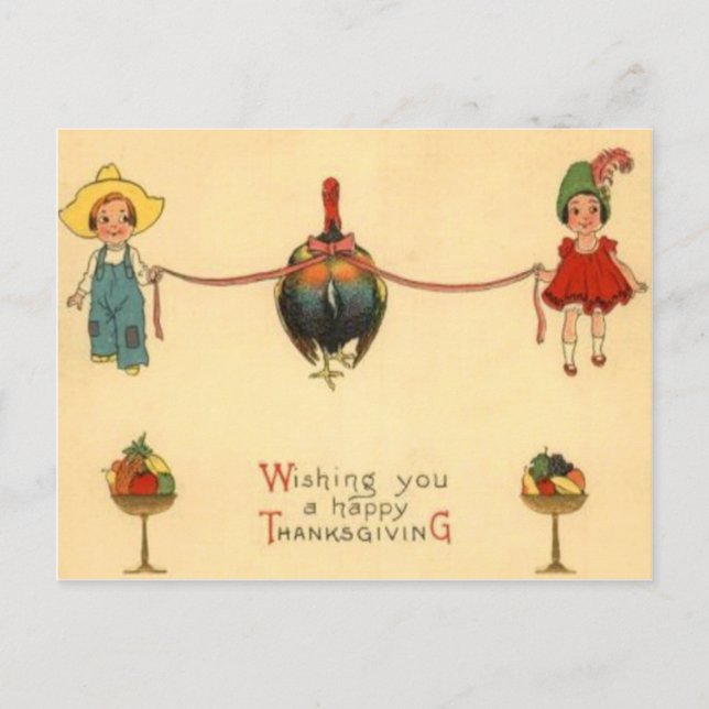 Children With Turkey Postcard (Front)