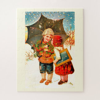 Children with umbrella jigsaw puzzle