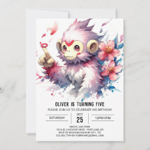 Children Woodland Monkey Birthday Invitation