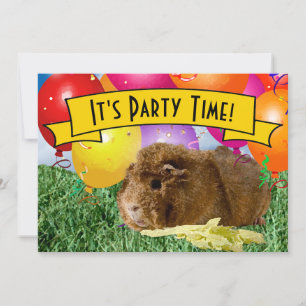 Children's 2nd Birthday Party Guinea Pig Balloons Invitation