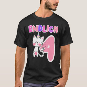 Children's 4th Birthday Girl Finally 4 Cat Four Ye T-Shirt
