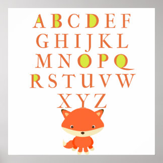 Children's ABCs With Cute Fox Poster