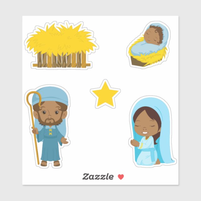 Children's African Nativity Joseph, Mary, Jesus (Sheet)