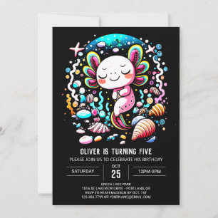 Children's Axolotl Whimsical Birthday Invitation