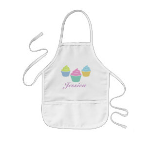 Children's baking apron with name and cupcakes